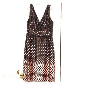 Mocha Satin Dress w/Rose Gold Polka Dots